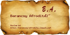 Barancsy Afrodité névjegykártya